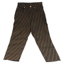 FENDI Zucca Canvas Pants 40 Black Brown Auth am7779M-13