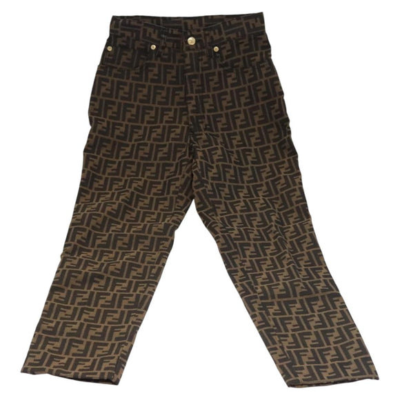 FENDI Zucca Canvas Pants 40 Black Brown Auth am7779M
