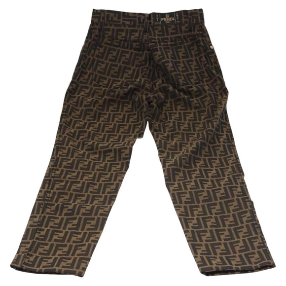 FENDI Zucca Canvas Pants 40 Black Brown Auth am7779M