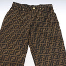FENDI Zucca Canvas Pants 40 Black Brown Auth am7779M-3