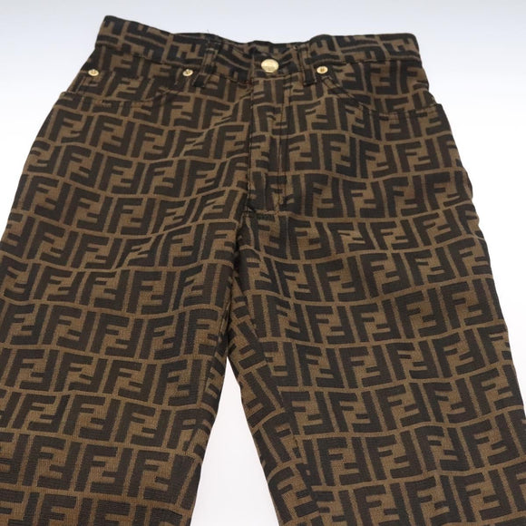 FENDI Zucca Canvas Pants 40 Black Brown Auth am7779M