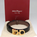 Salvatore Ferragamo Gancini Belt Leather 29.1""-31.5"" Black Auth am7781V-12