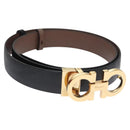 Salvatore Ferragamo Gancini Belt Leather 29.1""-31.5"" Black Auth am7781V-1