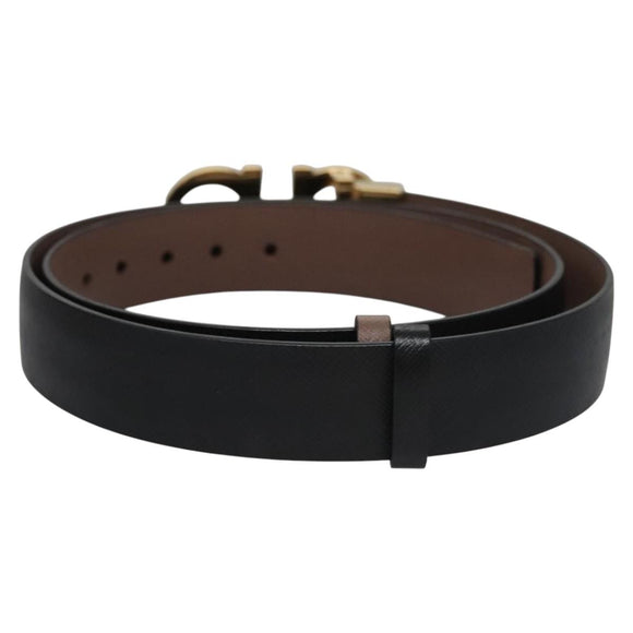 Salvatore Ferragamo Gancini Belt Leather 29.1""-31.5"" Black Auth am7781V
