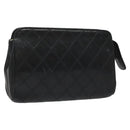 CHANEL Bicolore Pouch Lamb Skin Black CC Auth am7785-1