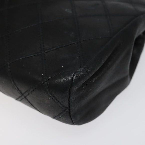 CHANEL Bicolore Pouch Lamb Skin Black CC Auth am7785