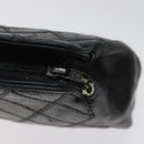 CHANEL Bicolore Pouch Lamb Skin Black CC Auth am7785-8