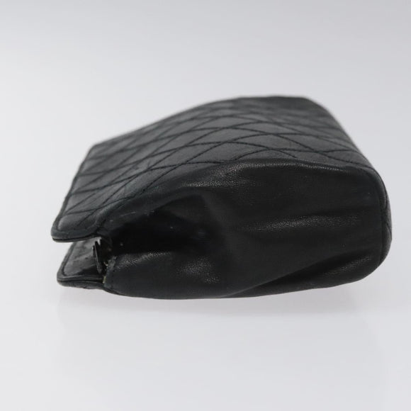 CHANEL Bicolore Pouch Lamb Skin Black CC Auth am7785