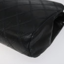 CHANEL Bicolore Pouch Lamb Skin Black CC Auth am7785-7