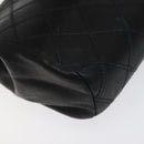 CHANEL Bicolore Pouch Lamb Skin Black CC Auth am7785-14