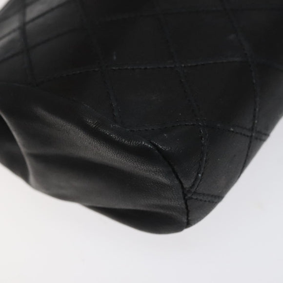 CHANEL Bicolore Pouch Lamb Skin Black CC Auth am7785
