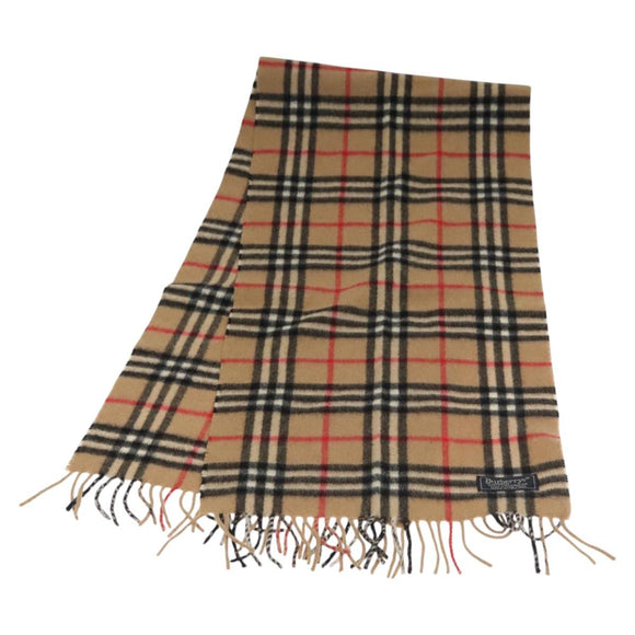 Burberrys Nova Check Scarf Cashmere Brown Auth am7804