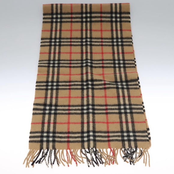 Burberrys Nova Check Scarf Cashmere Brown Auth am7804