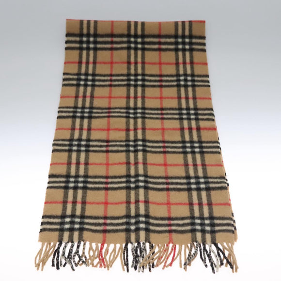 Burberrys Nova Check Scarf Cashmere Brown Auth am7804