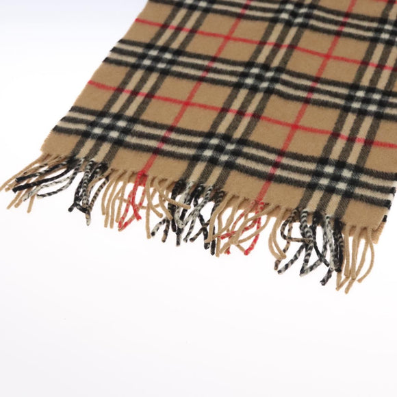 Burberrys Nova Check Scarf Cashmere Brown Auth am7804