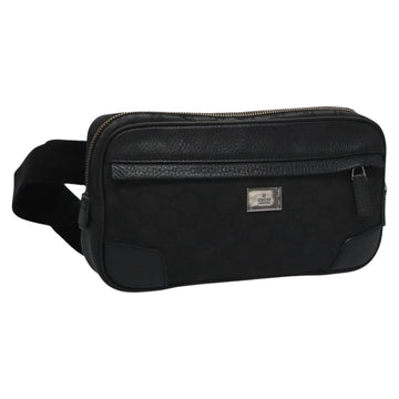 GUCCI GG Nylon Body Bag Outlet Black Silver 336672 Auth am7819