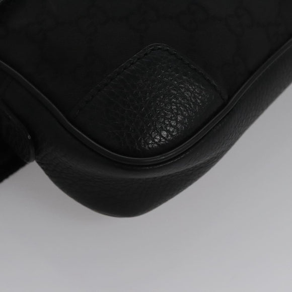 GUCCI GG Nylon Body Bag Outlet Black Silver 336672 Auth am7819