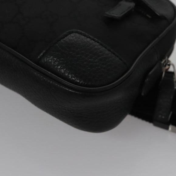 GUCCI GG Nylon Body Bag Outlet Black Silver 336672 Auth am7819