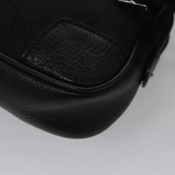 GUCCI GG Nylon Body Bag Outlet Black Silver 336672 Auth am7819