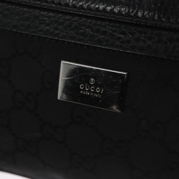 GUCCI GG Nylon Body Bag Outlet Black Silver 336672 Auth am7819