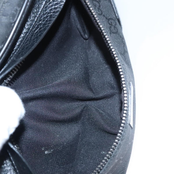 GUCCI GG Nylon Body Bag Outlet Black Silver 336672 Auth am7819