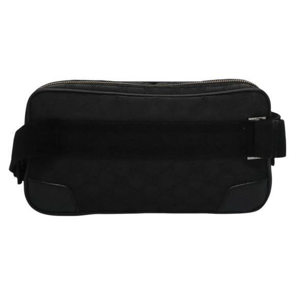 GUCCI GG Nylon Body Bag Outlet Black Silver 336672 Auth am7819