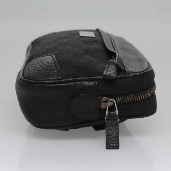 GUCCI GG Nylon Body Bag Outlet Black Silver 336672 Auth am7819