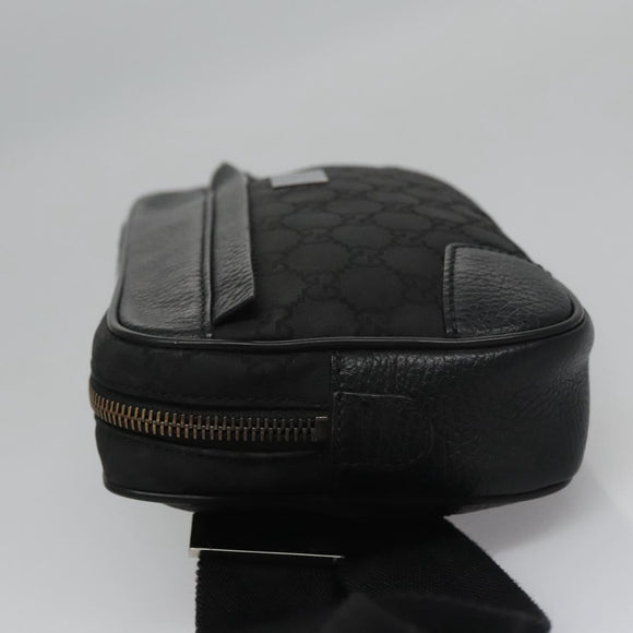 GUCCI GG Nylon Body Bag Outlet Black Silver 336672 Auth am7819