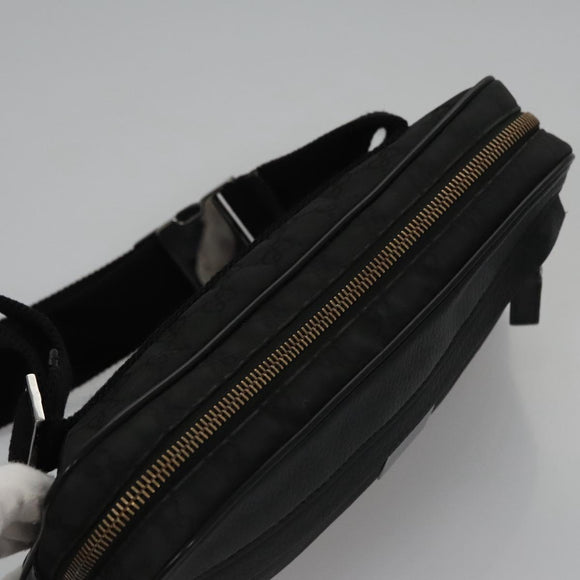 GUCCI GG Nylon Body Bag Outlet Black Silver 336672 Auth am7819
