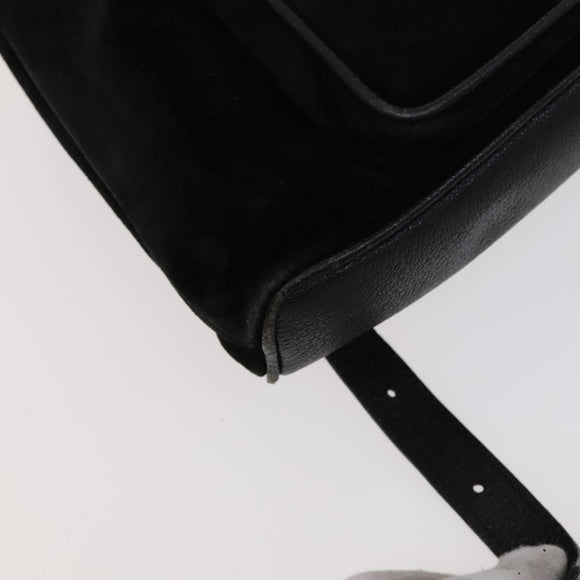 GUCCI Bamboo Backpack Suede Leather Black Gold 003 1705 0030 Auth am7820