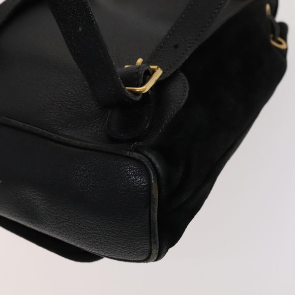 GUCCI Bamboo Backpack Suede Leather Black Gold 003 1705 0030 Auth am7820