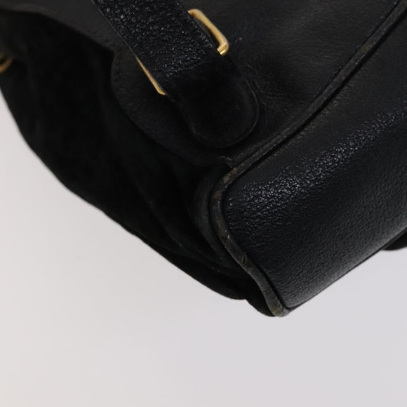 GUCCI Bamboo Backpack Suede Leather Black Gold 003 1705 0030 Auth am7820