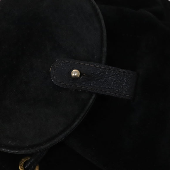 GUCCI Bamboo Backpack Suede Leather Black Gold 003 1705 0030 Auth am7820