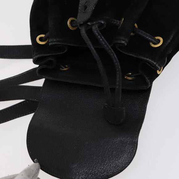 GUCCI Bamboo Backpack Suede Leather Black Gold 003 1705 0030 Auth am7820