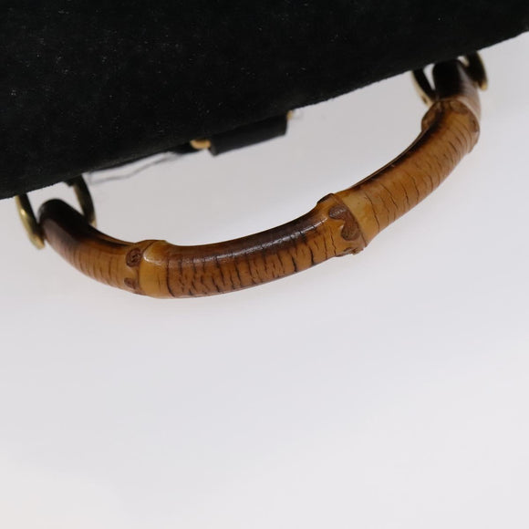 GUCCI Bamboo Backpack Suede Leather Black Gold 003 1705 0030 Auth am7820