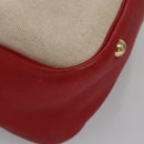 HERMES Victoria Square Hand Bag Coated Canvas Leather Beige Red gold Auth am7833-9