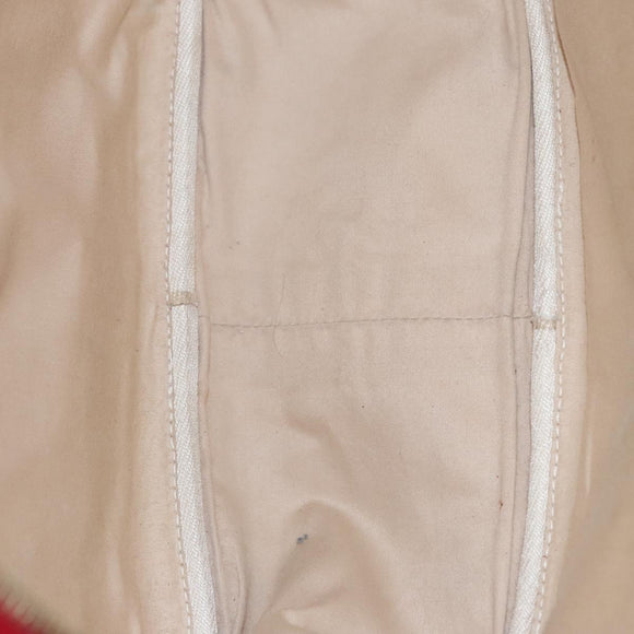 HERMES Victoria Square Hand Bag Coated Canvas Leather Beige Red gold Auth am7833