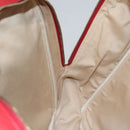 HERMES Victoria Square Hand Bag Coated Canvas Leather Beige Red gold Auth am7833-19