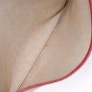 HERMES Victoria Square Hand Bag Coated Canvas Leather Beige Red gold Auth am7833-12