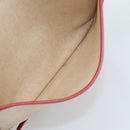 HERMES Victoria Square Hand Bag Coated Canvas Leather Beige Red gold Auth am7833-21