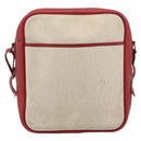 HERMES Victoria Square Hand Bag Coated Canvas Leather Beige Red gold Auth am7833-13