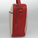 HERMES Victoria Square Hand Bag Coated Canvas Leather Beige Red gold Auth am7833-3