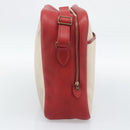 HERMES Victoria Square Hand Bag Coated Canvas Leather Beige Red gold Auth am7833-3