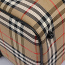 Burberrys Nova Check Boston Bag Leather Canvas Beige Black gold Auth am7839-10