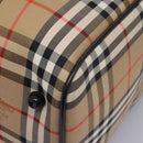 Burberrys Nova Check Boston Bag Leather Canvas Beige Black gold Auth am7839-11