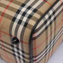 Burberrys Nova Check Boston Bag Leather Canvas Beige Black gold Auth am7839-13