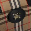 Burberrys Nova Check Boston Bag Leather Canvas Beige Black gold Auth am7839-14