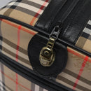 Burberrys Nova Check Boston Bag Leather Canvas Beige Black gold Auth am7839-15