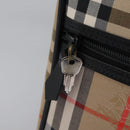 Burberrys Nova Check Boston Bag Leather Canvas Beige Black gold Auth am7839-16