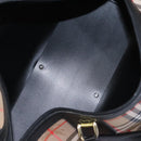 Burberrys Nova Check Boston Bag Leather Canvas Beige Black gold Auth am7839-17